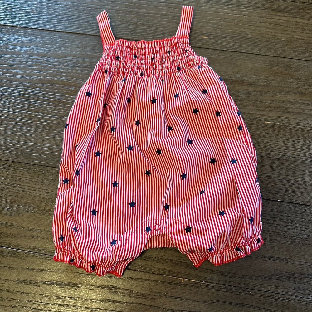 Carters 0-3month Red and White Striped Baby Romper
